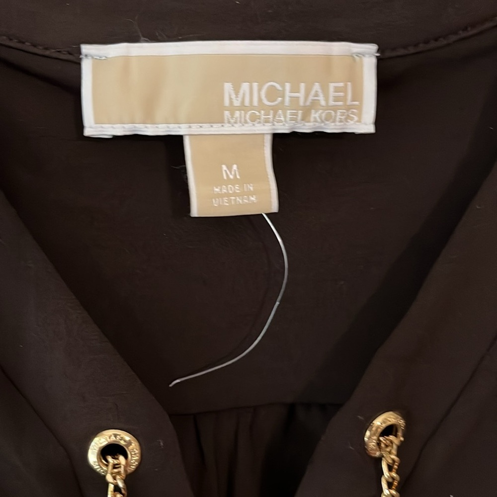 Michael Kors Brown Dress with Gold Chain Accents size Medium - Picture 4 of 6